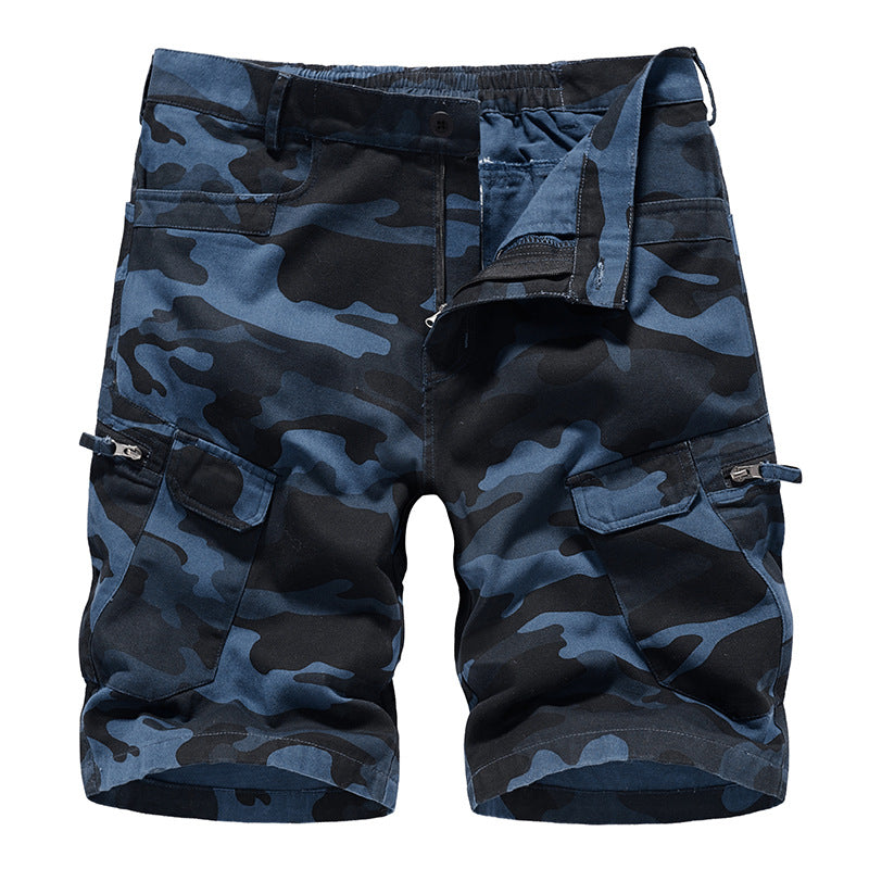 Men's Cargo Shorts Straight Camo Pocket Zippered Casual Pants