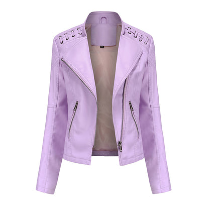 Women's Cropped Leather Multicolor Jacket