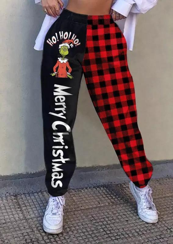 Women's Grinch Christmas Plaid Pants