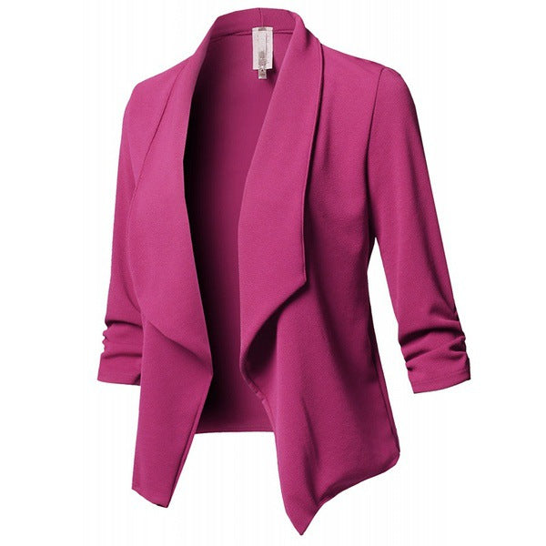 Plus Size Women's Slim Long-sleeved Pleated Blazer