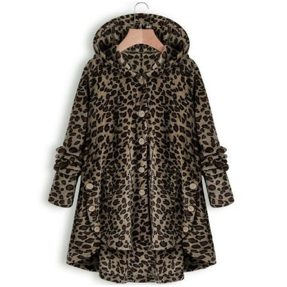 Women's Irregular Hooded Plush Cardigan Jacket