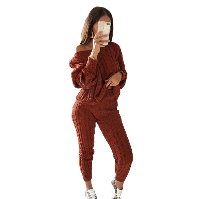 Women's Autumn Knitted 2 Piece Suit