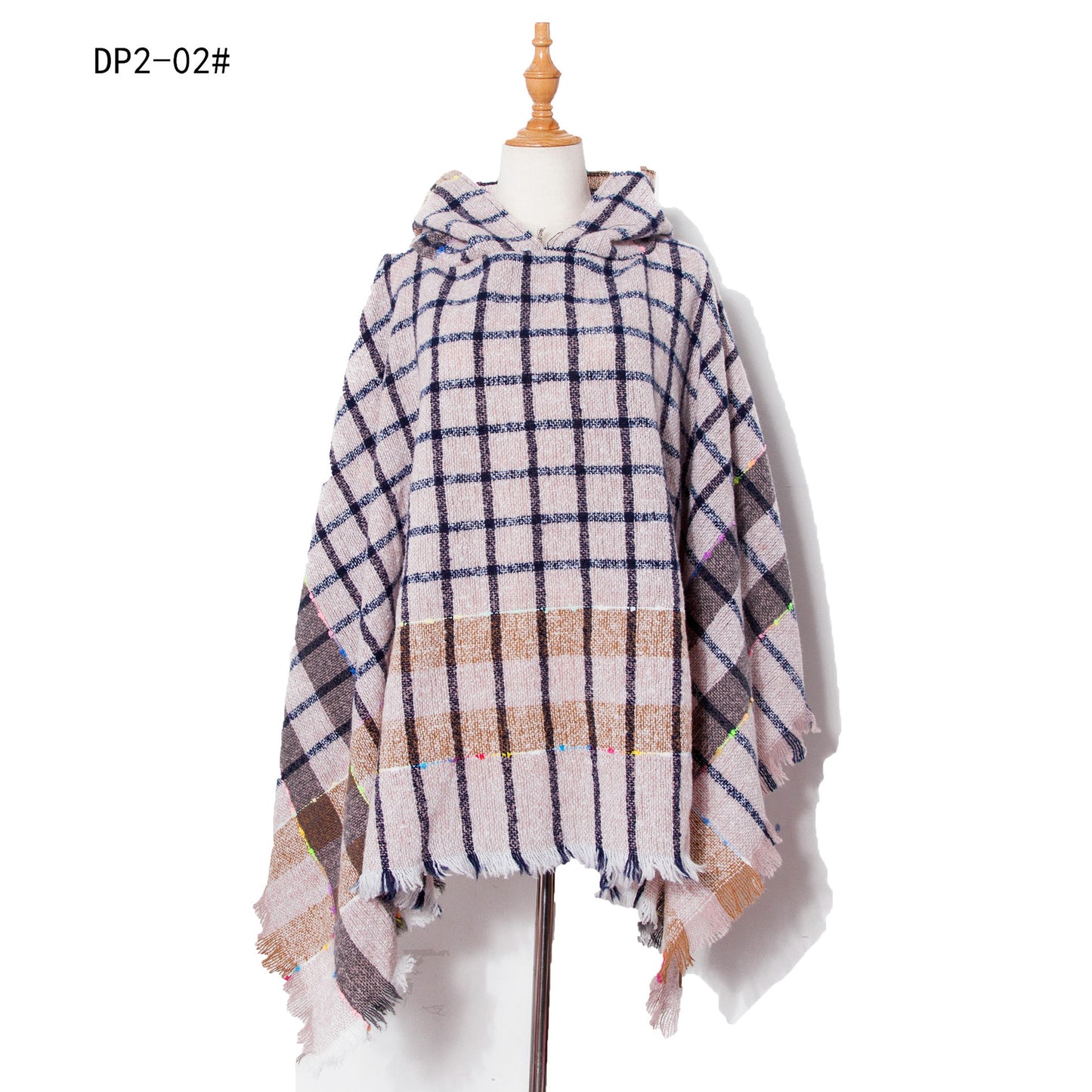 Plaid Winter Warm Pashmina Poncho For Women