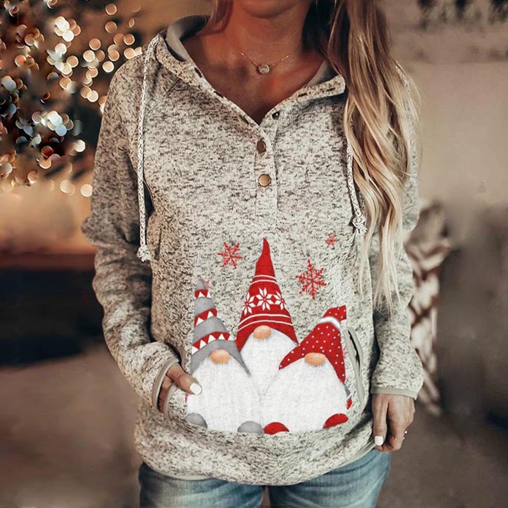 Women Sweater Christmas Hoodie Print Sweatshirt