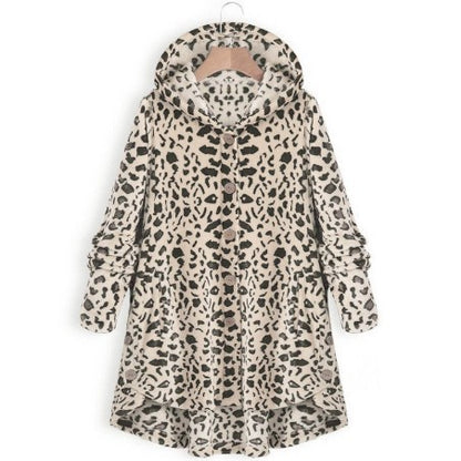 Women's Irregular Hooded Plush Cardigan Jacket
