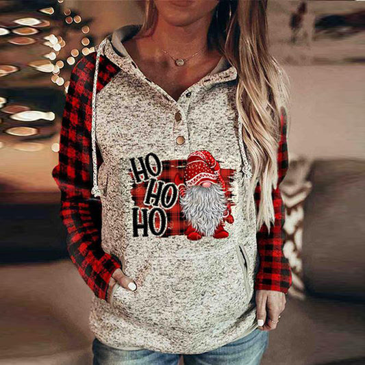 Red Plaid Women's Hoodie Christmas Print