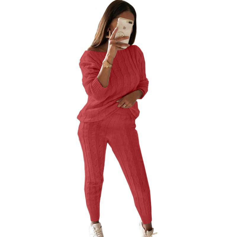 Women's Slim Fit Casual Knit 2 Piece Suit