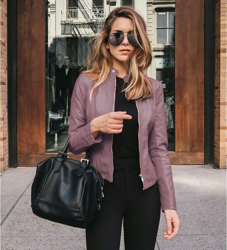 Women's Leather PU West Slim Small Coat