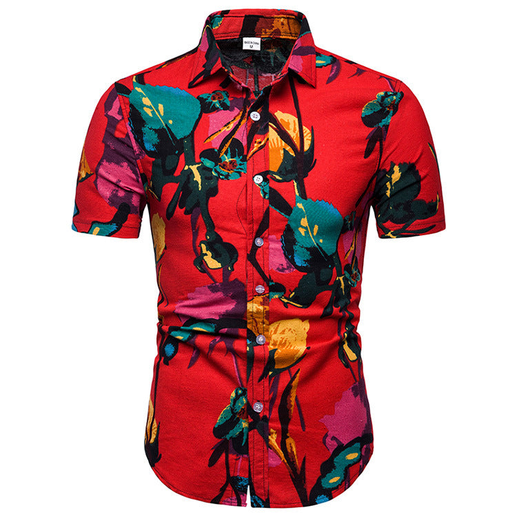 Men's Lapel Casual Print Shirt