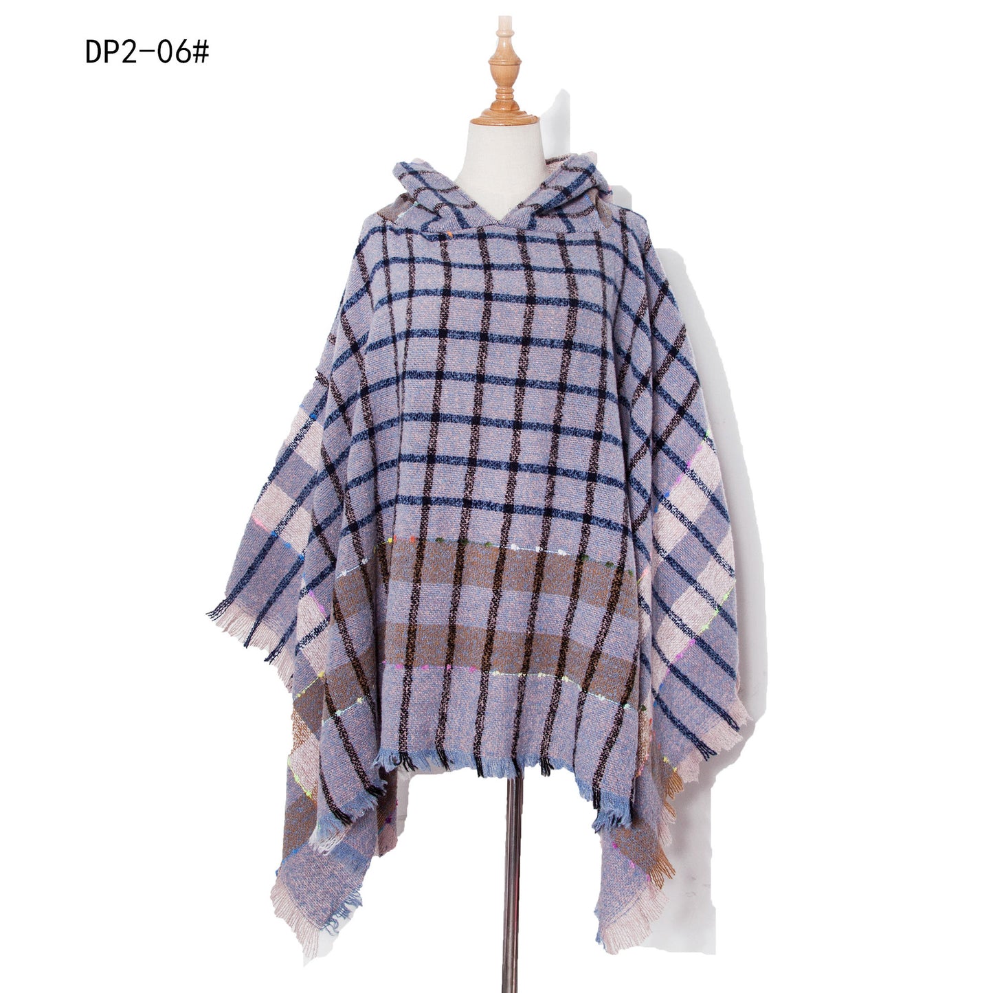 Plaid Winter Warm Pashmina Poncho For Women