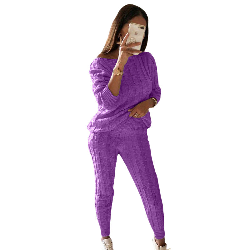 Women's Slim Fit Casual Knit 2 Piece Suit