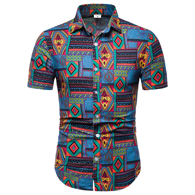Men's Lapel Casual Print Shirt