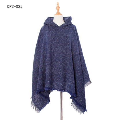 Plaid Winter Warm Pashmina Poncho For Women