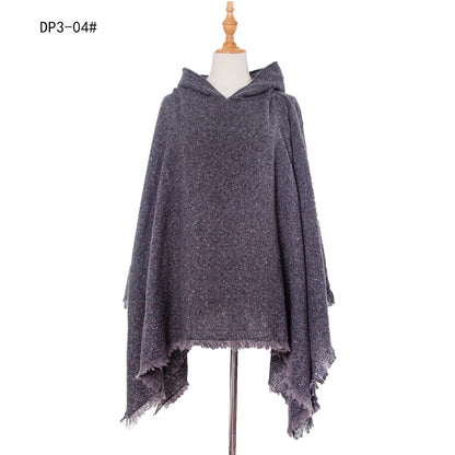 Plaid Winter Warm Pashmina Poncho For Women