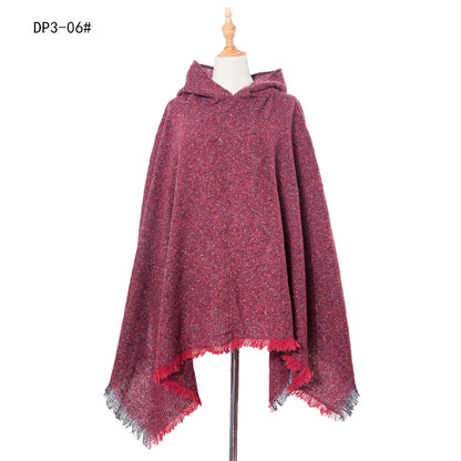 Plaid Winter Warm Pashmina Poncho For Women