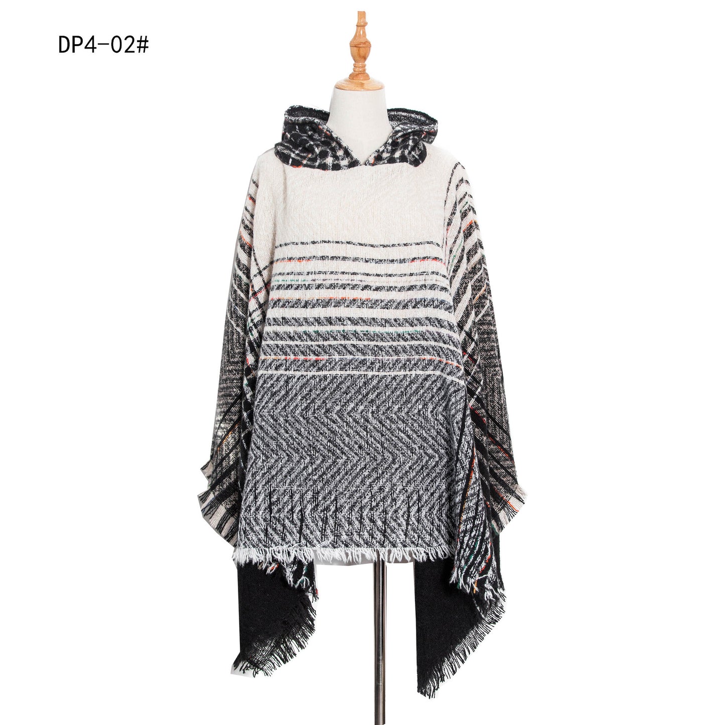 Plaid Winter Warm Pashmina Poncho For Women