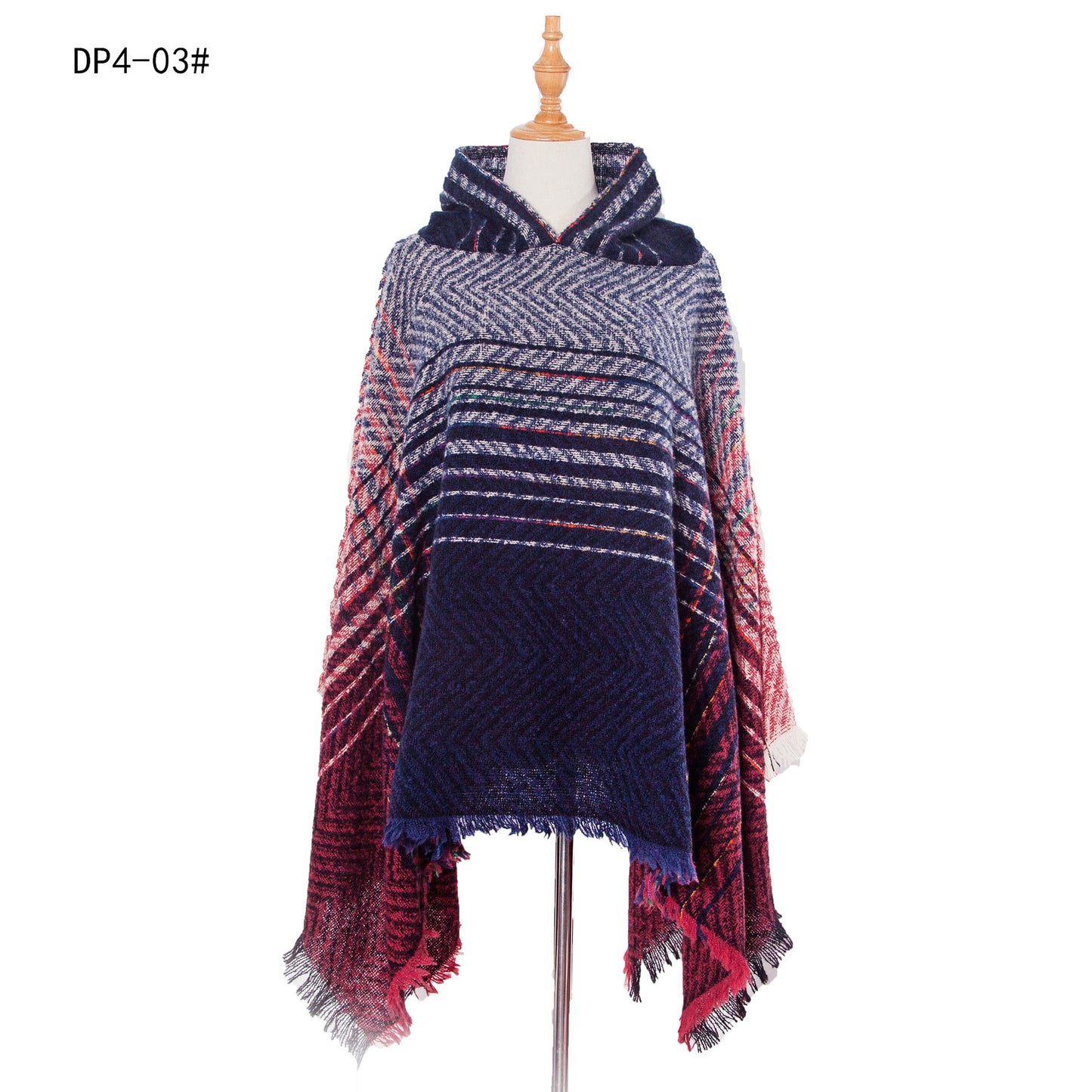 Plaid Winter Warm Pashmina Poncho For Women