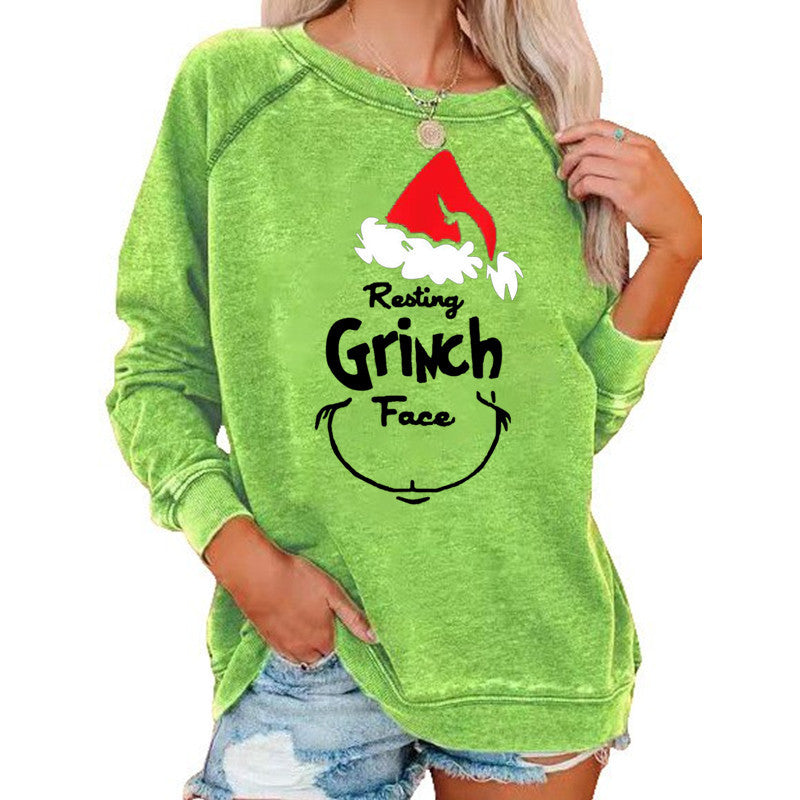 Festive Woman Grinch Christmas Sweatshirt