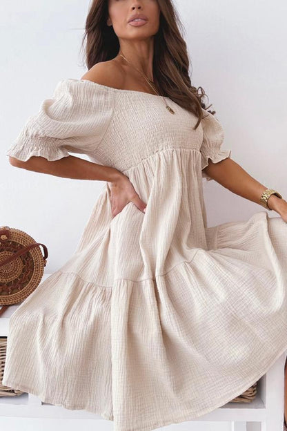 Women's Enchanted Off The Shoulder Smocked Loose Dress