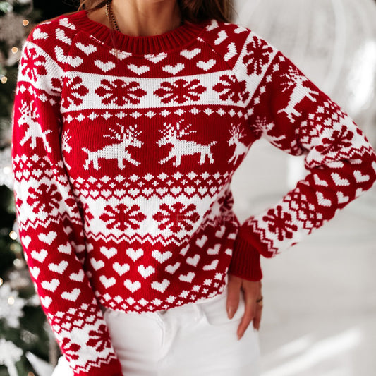 Snowflake Reindeer Christmas Woman Sweater