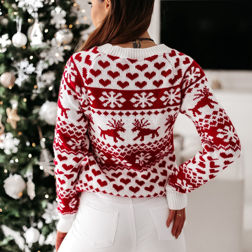 Snowflake Reindeer Christmas Woman Sweater