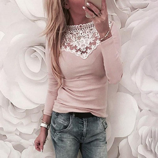 Fashion Lace Stitching Pit Long Sleeve T-Shirt