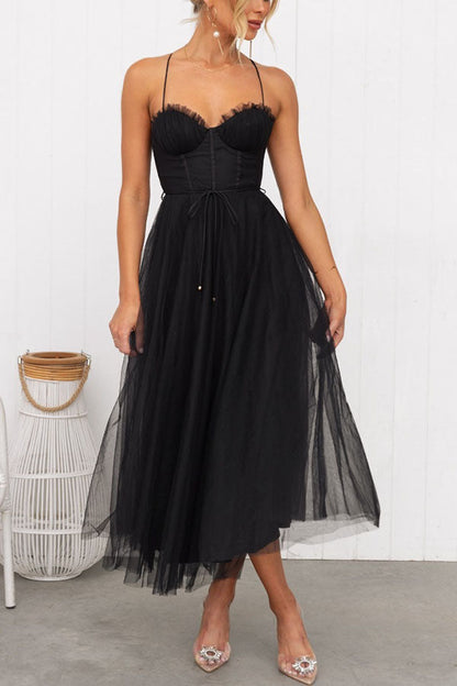 Women's Princess Chiffon Suspenders Party Maxi Dress