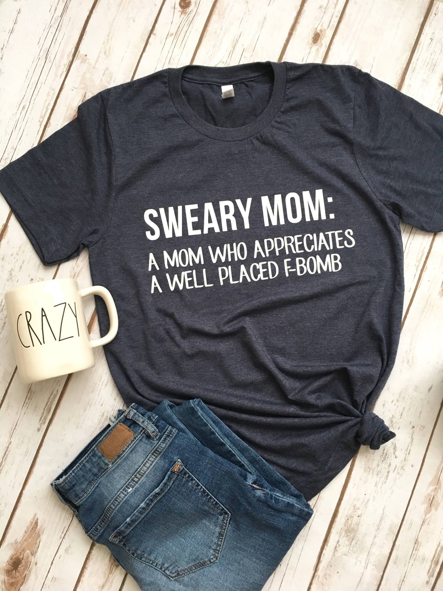 SWEARY MOM Letter Print T-shirt For Women