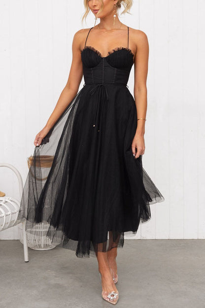 Women's Princess Chiffon Suspenders Party Maxi Dress