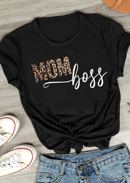 SWEARY MOM Letter Print T-shirt For Women