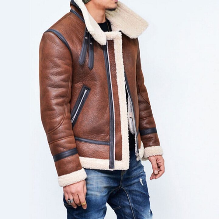 Men's Jacket Winter High-neck Warm Leather Jacket