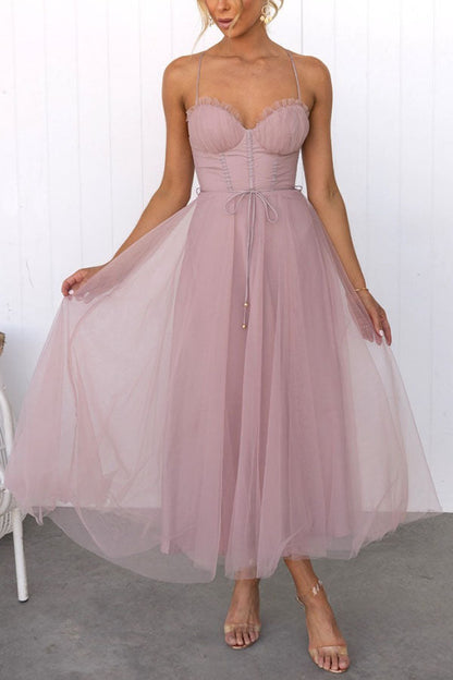 Women's Princess Chiffon Suspenders Party Maxi Dress