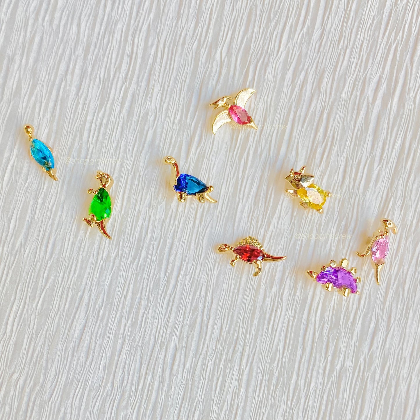 18k Gold Plated Dino-Mite Stud Set Dinosaur Studs