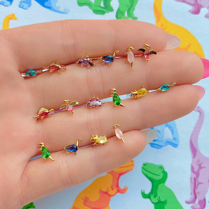 18k Gold Plated Dino-Mite Stud Set Dinosaur Studs